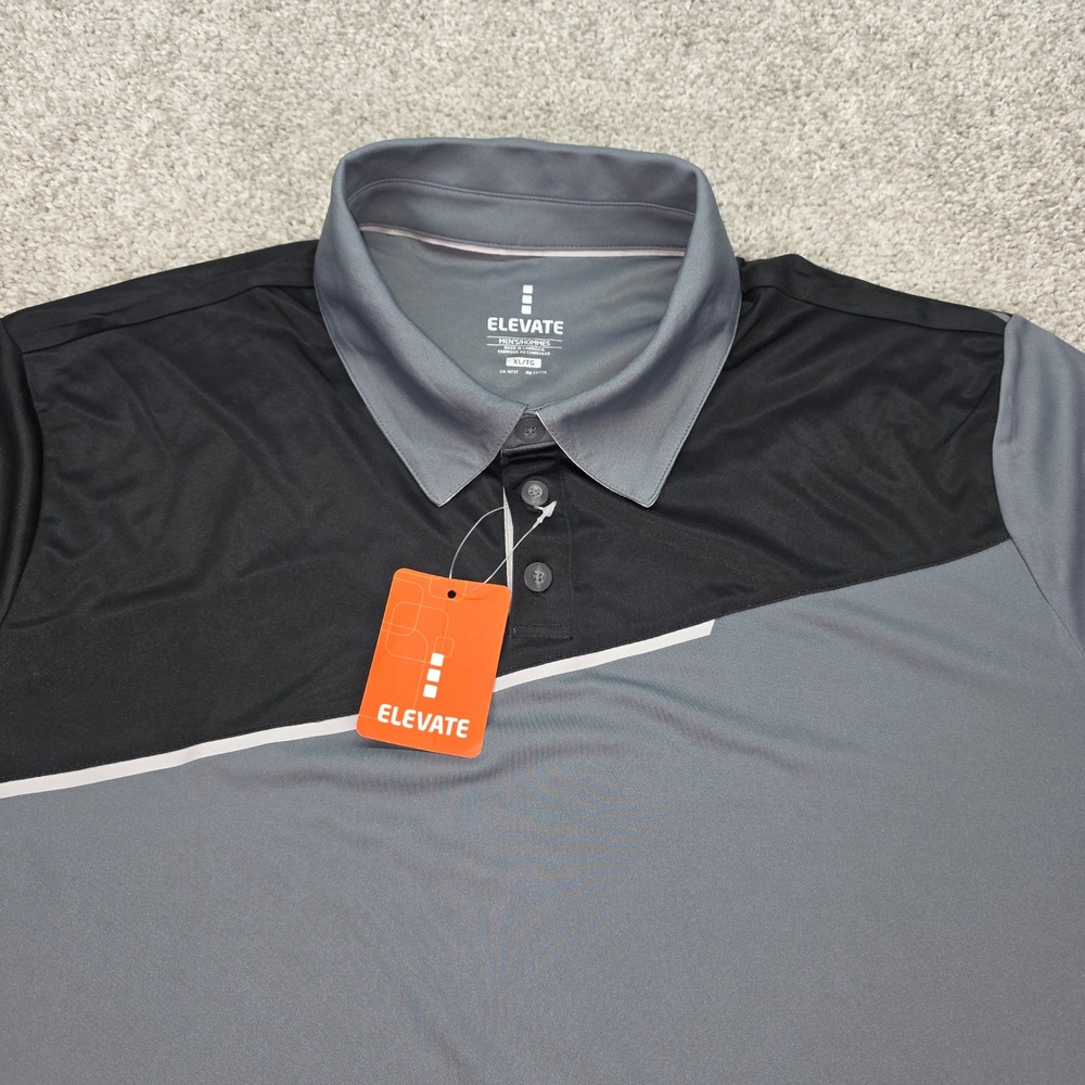 New Elevate Mens XL Grey Black Colorblock Dell EMC Performance Golf Polo Shirt